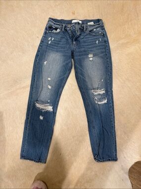 KanCan Distressed Boyfriend Jeans - Medium Blue Wash